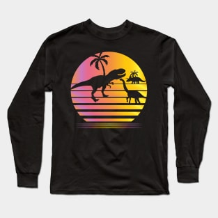 Dinosaur Island Synthwave - Board Game Inspired Graphic - Tabletop Gaming  - BGG Long Sleeve T-Shirt